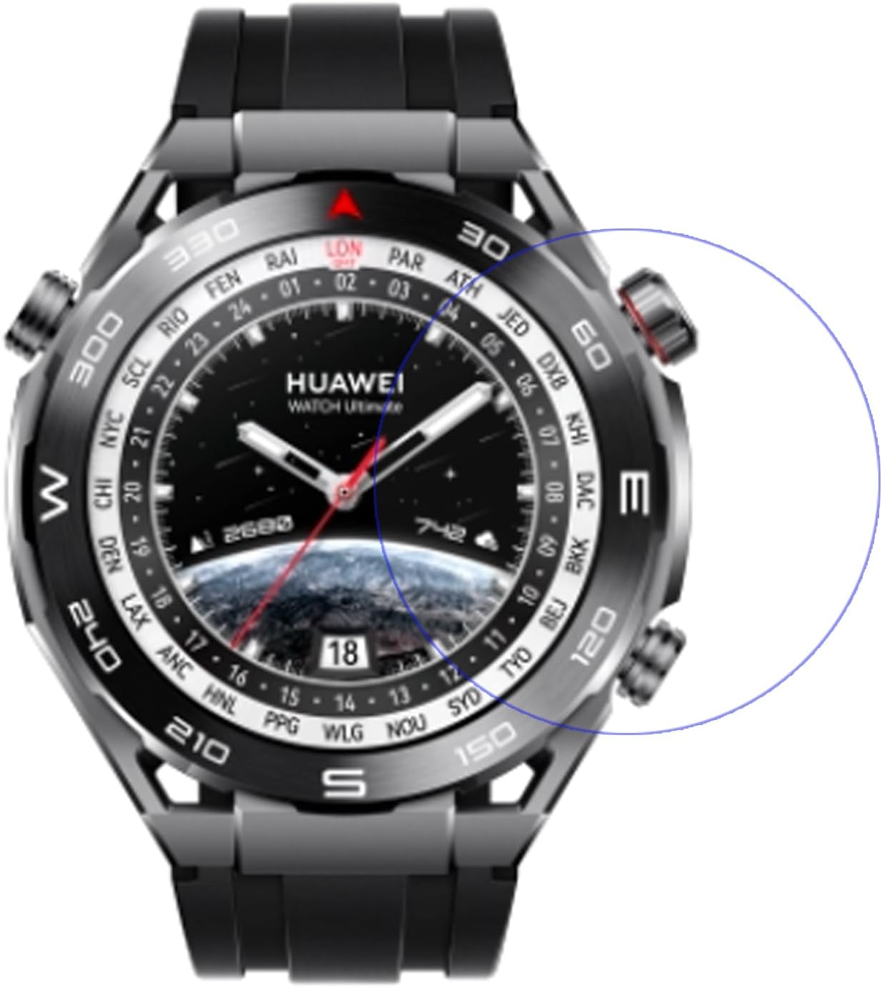 Disscool Tempered Glass Screen Film Protector Compatible with Huawei Watch Ultimate, 0.33mm Protector Anti Scratch Smart Watch Accessory
