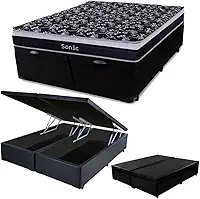 Cama Box c/Baú Queen + Colchão de Molas Ensacadas Firme para 120 kilos 158x198x64cm