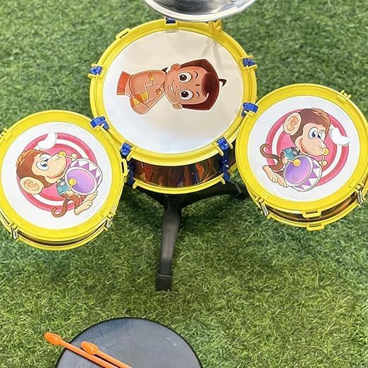 Image of Fully Kids Drum Set | Musical Drum Sets for Kids | Kid Musical Toys Jazz Drum with 3 Drums, 1 Stool and 1 Stand for Boys Girls Age 1 to 5 Years | Music Instrument Kid Birthday Gifts