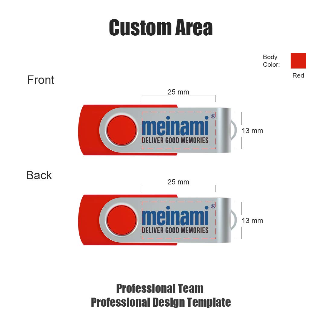 50 Pezzi Chiavetta USB Personalizzata 8GB Pen Drive con il tuo Logo USB 2.0 - Rosso