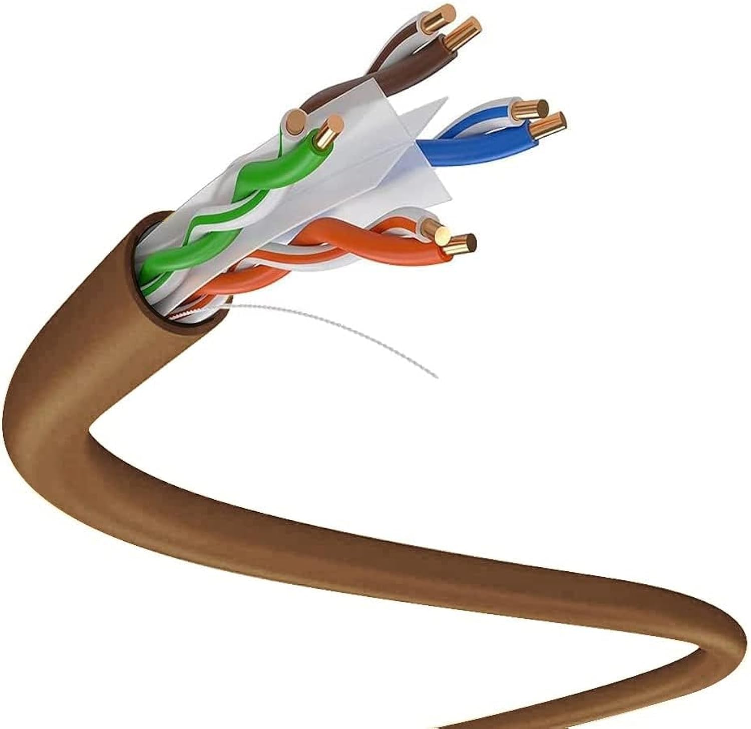 DripstoneCAT6 1000ft UTP Solid Cable 23AWG LAN Network Ethernet RJ45 Wire, Brown