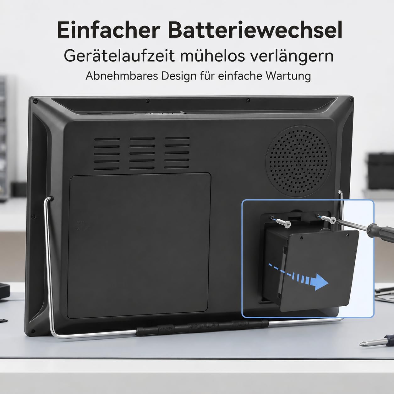 Tragbarer DVD-Player mit Kopfstützenhalterung, 14,1 Zoll großer schwenkbarer Bildschirm, DVD-Player für Auto, unterstützt 720P Video MP4, RMVB-Formate, regionenfreier wiederaufladbarer Akku, großer