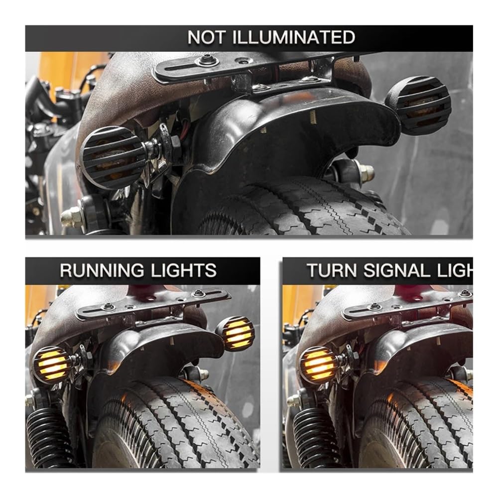 Luce Stop Fanale Posteriore Segnale di svolta in metallo per moto DRL Retro Bullet Griglia nera Luce freno Per Bobber Per Chopper Per Sportster
