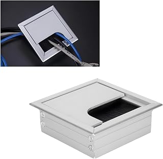 24x7 eMall 8 Cm Aluminum Office Desk Wire Cable Hole Cover with Dust Proof Brushes for Computers Work Rectangular Metal Or... Price In India