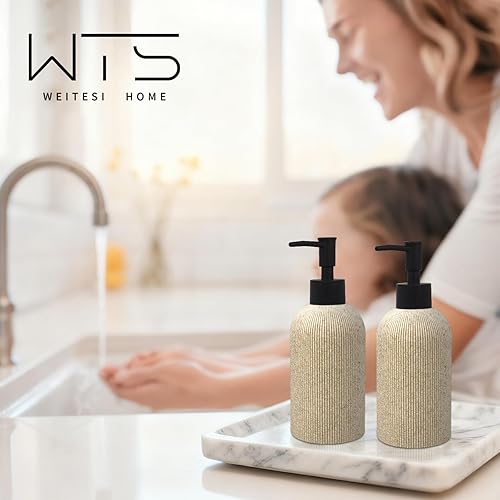 Miniatura 4 de Dispensador de jabón de manos para encimera de baño y cocina, juego de dispensadores de jabón y loción de resina de 10 onzas con bomba de plástico a