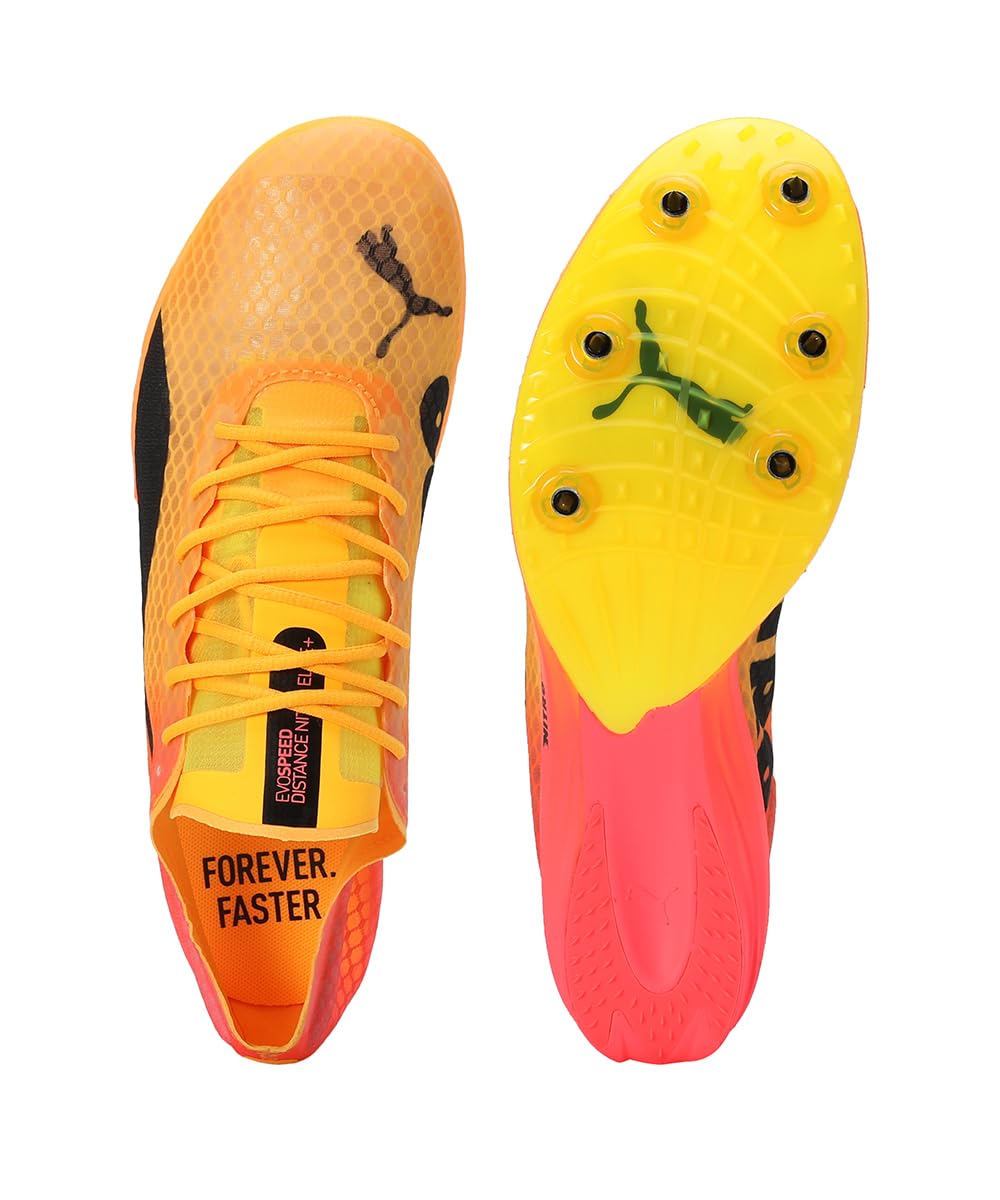 Puma Unisex Evospeed Distance Nitro Elite+ 4 Scarpe da Corsa Spikes Sun Stream/Sunset Glowsun Stream/Sunset Glow/Puma Blacksun Stream/Sunset Glow/Black - Arancione 42