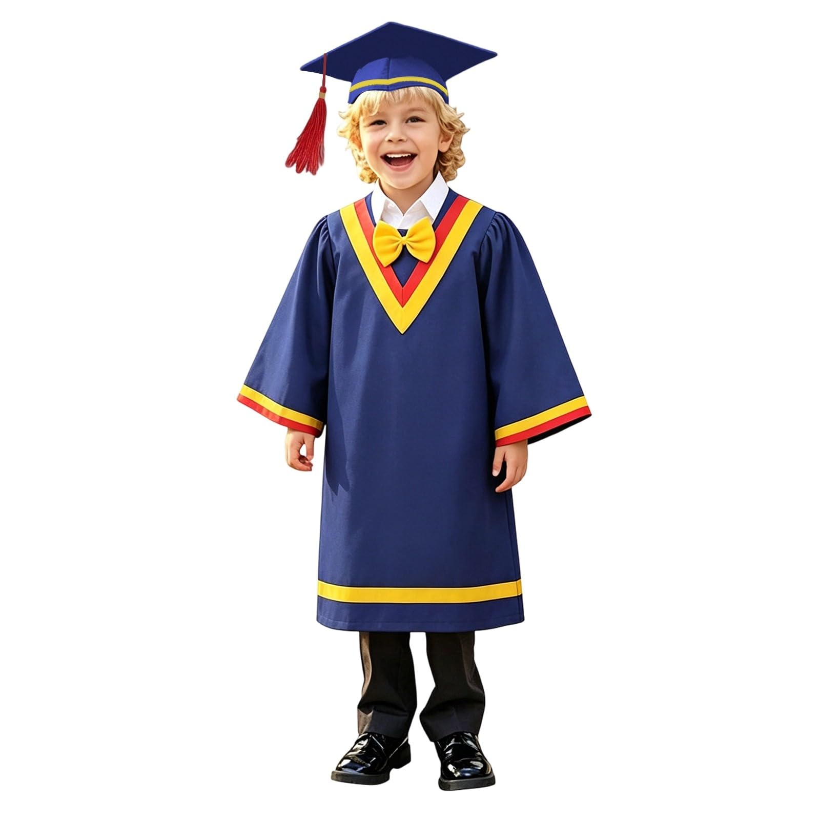 Kindergarten 2025 Graduation Cap and Gown Tassel Sets with Charm 2PCS Graduations Stoles for Kids Grad Party Clothes