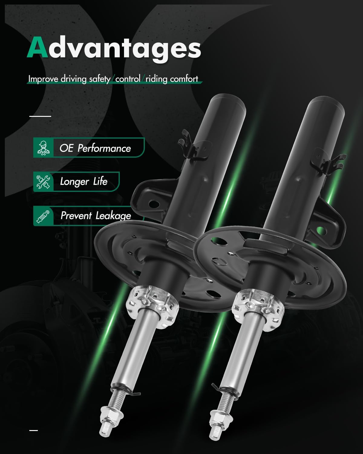 Shocks,SCITOO Front Gas Struts Shock Absorbers Fit for 2010 2011 2012 for Ford Taurus,2010 2011 2012 for Lincoln MKS 72532 Set of 2