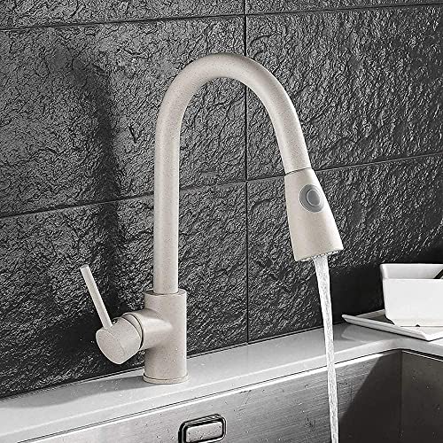 Robinet de cuisine rotatif 360 beige avec douchette extensible - 8