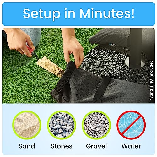 BaseMate Umbrella Base Weights | Outdoor Fillable Sand Bags for Weight | Weatherproof Patio Furniture Weights | 2 SandBags for 49 lb. | Arched Sand Bags to Hold Down Umbrella Stand & Outdoor Furniture