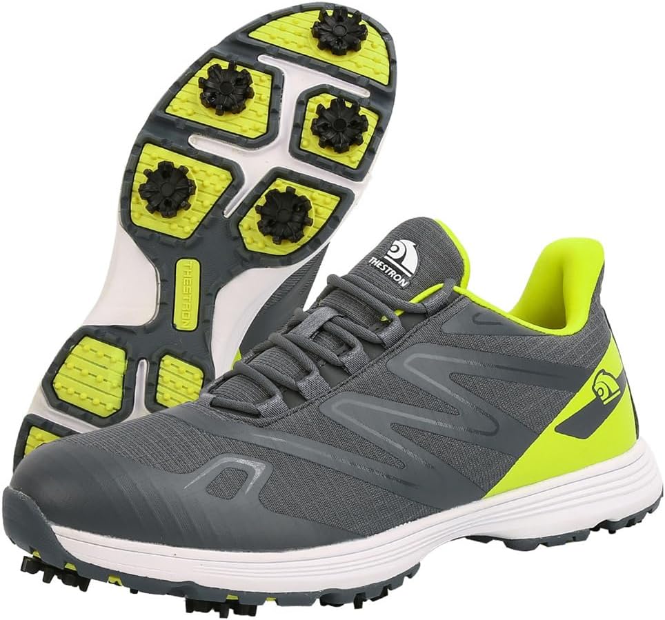 Golf Shoes for Men, 7 Replaceable Spikes Golf Sneakers Outdoor Anti Slip Walking Footwears Fashion Male Golf Sport Shoes