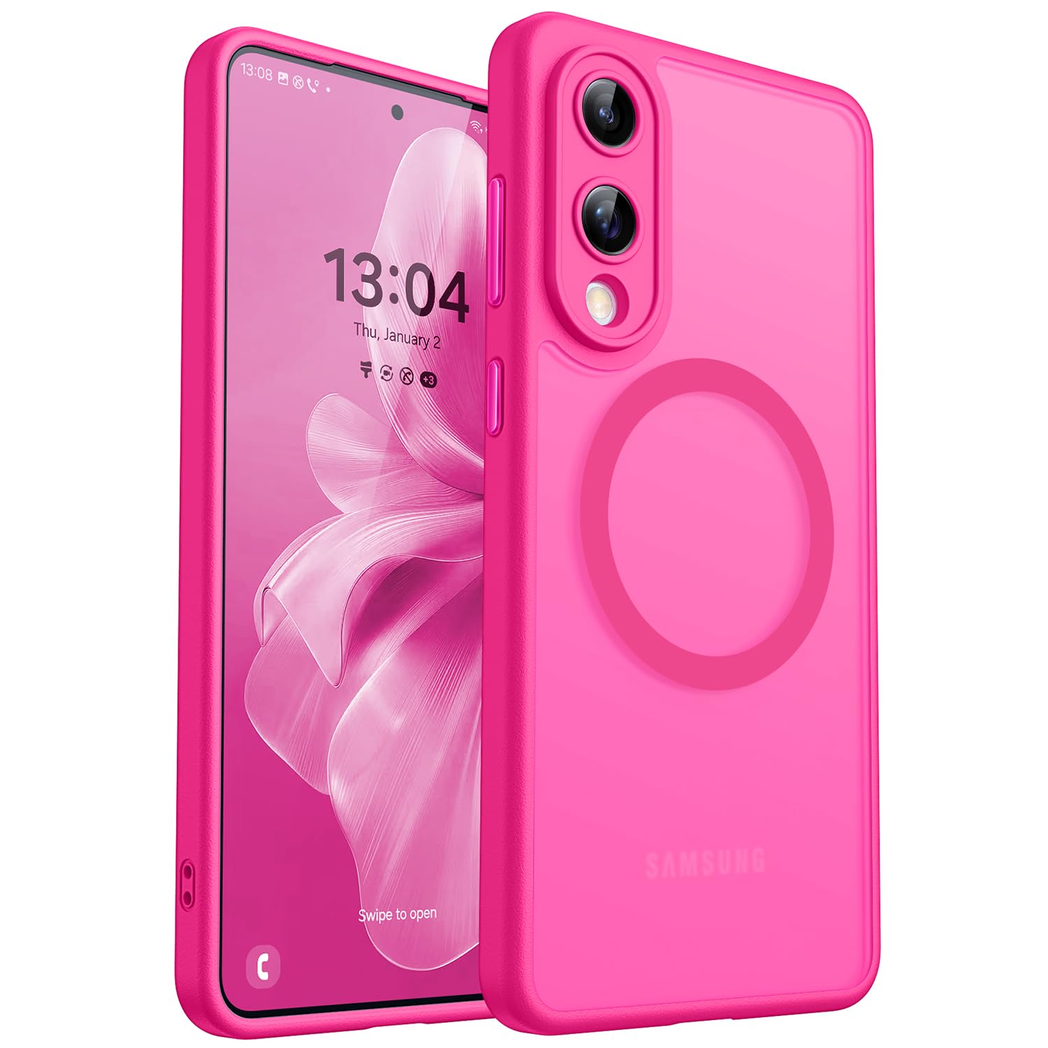 CANSHN Magnetic Shockproof for Samsung Galaxy S25 Edge Case Hot Pink