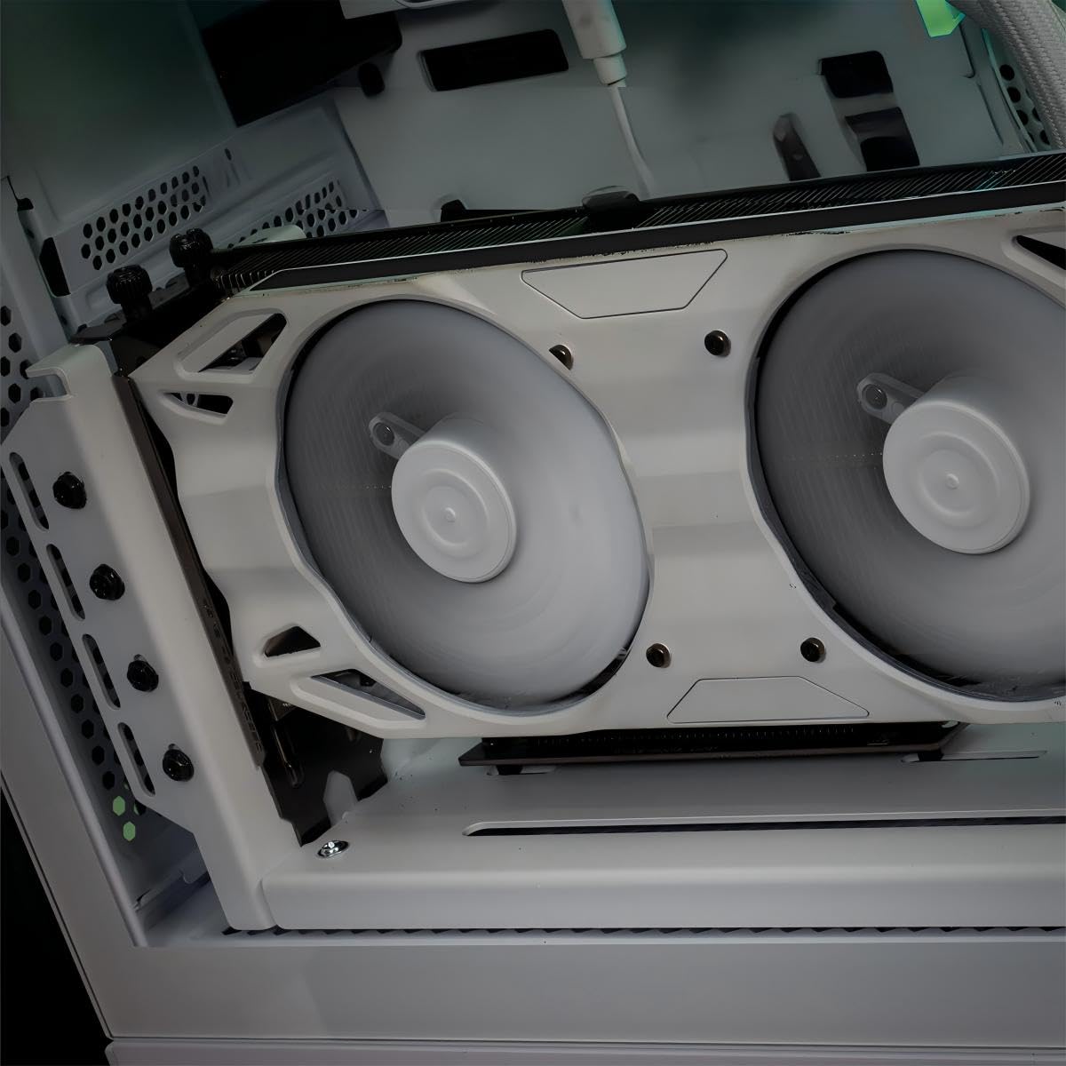 Soporte Vertical de Metal para GPU para Tarjetas gráficas en el chasis del Ordenador (Blanco)