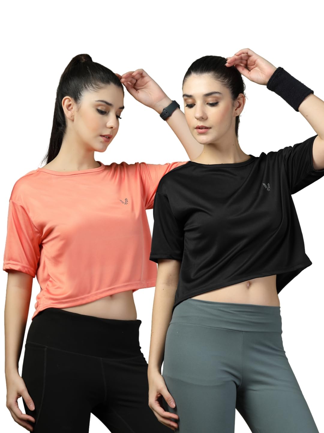 uzarus Women’s Solid Loose Fit Crop Top Pack of 2 | Stylish Activewear T-Shirt for Gym, Yoga-picture-33