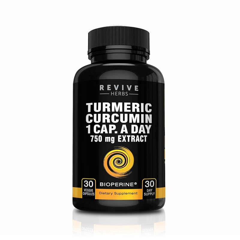 Revive Herbs — Suplemento articular de cúrcuma com curcuminoides 95% e Bioperine 750 mg — 30 cápsulas