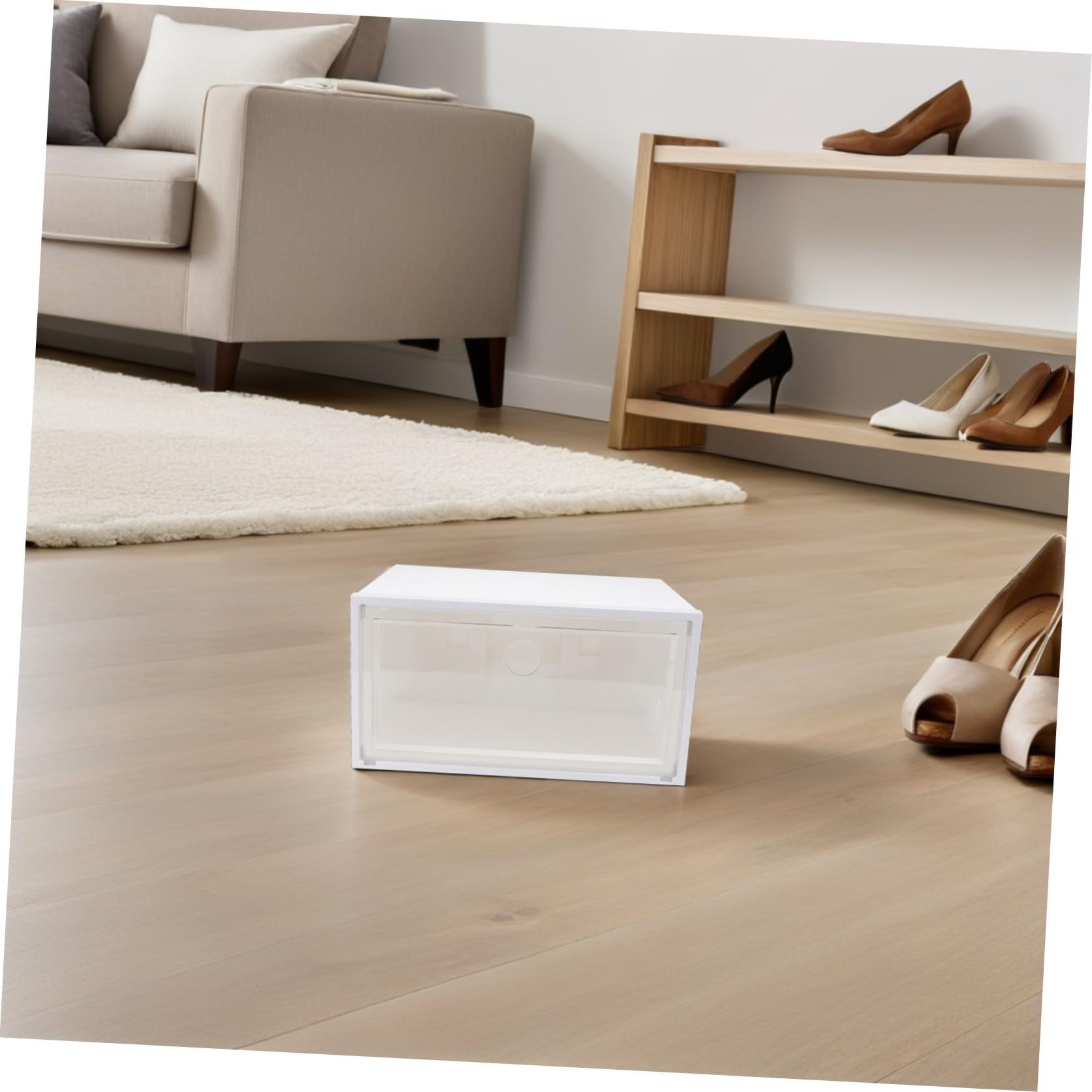 Caja de Zapatos Transparente de Plástico Gran Capacidad y Puerta Lateral, Organizador Práctico y Diseño Simple para Almacenamiento Hogar