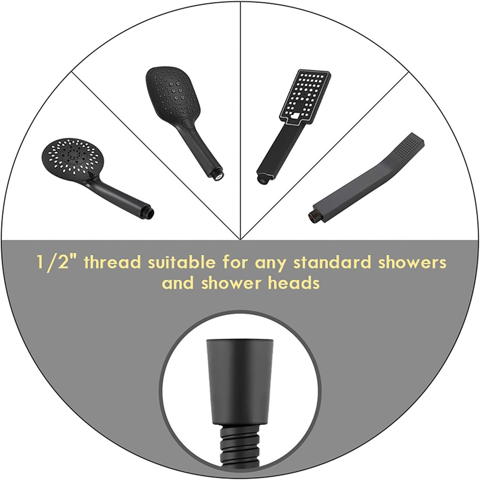 Federflexibler Duschschlauch 1,5/2 M Schwarz Flexible Dusche Schlauch Lange Badezimmer Dusche Wasser Schlauch Verlängerung Sanitär Rohr Ziehen Rohr Bad zubehör(Black,200cm)