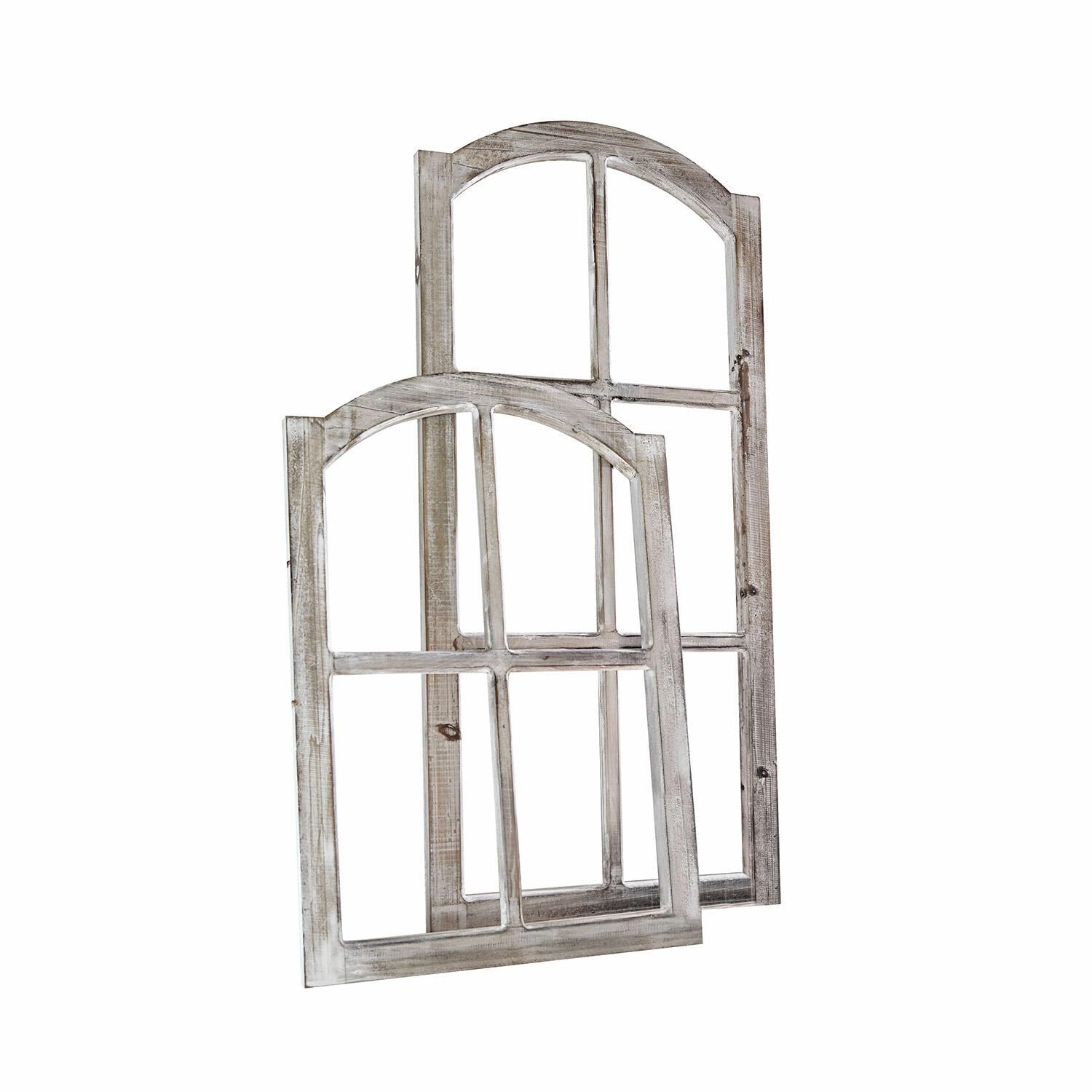 Loberon Deko-Fenster 2er Set Parakou – Nostalgie-Charme, White-Washed-Finish, Antikbraun, authentische Patina – Tannenholz, antikweiß | Nostalgie-Charme, White-Washed-Finish, Antikbraun, authentische Patina, Tannenholz