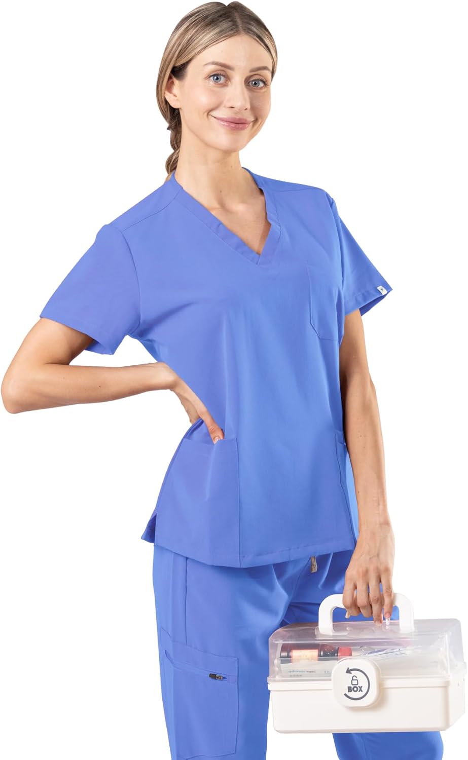 Scrub Tops for Women, V-Neck Medical Uniform Top with 4 Pockets, Soft Stretch and Durable Scrub Shirt - Image 6