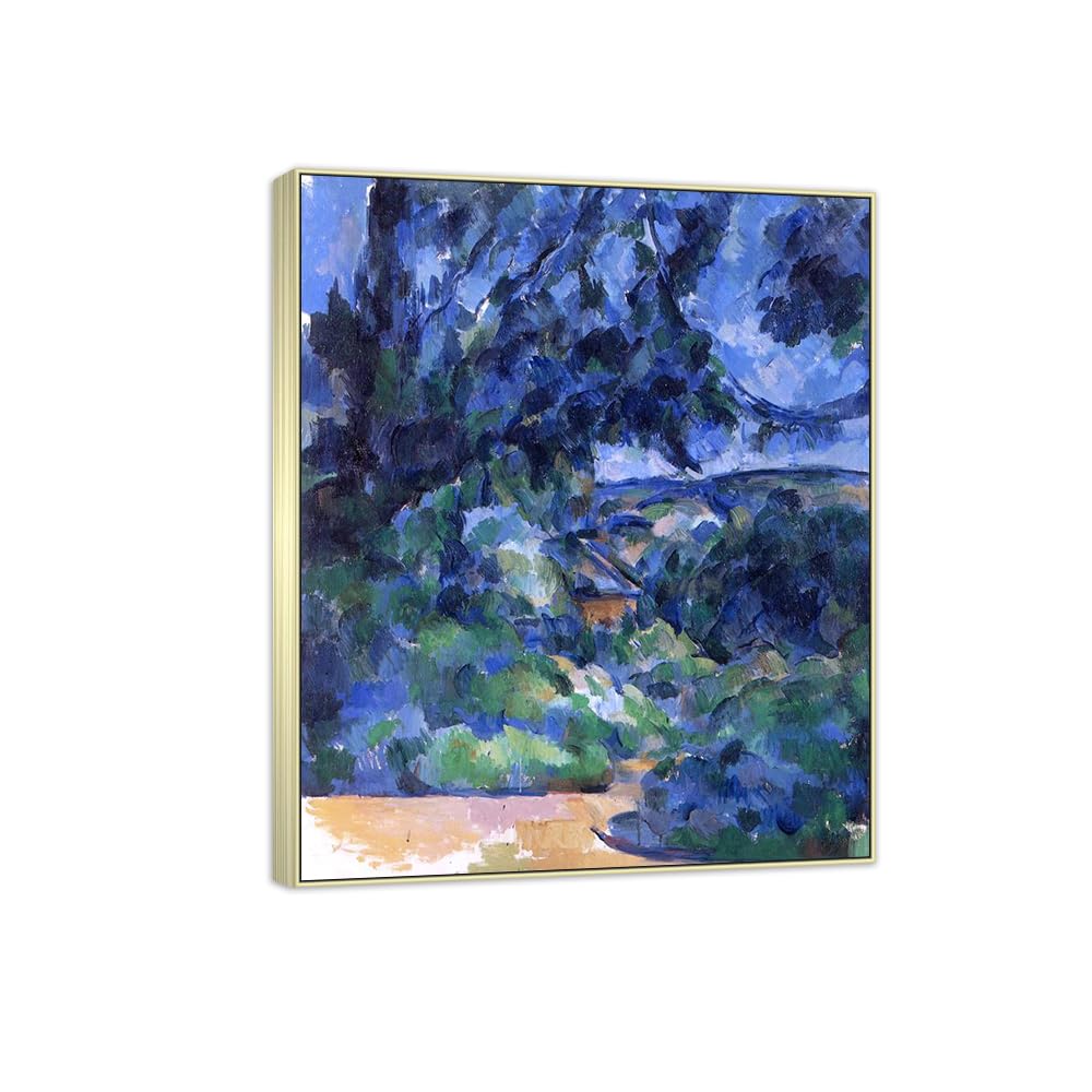 SDYSKKUG Canvas Wall Art Picture Decor Landscape 3 by Paul Cezanne 72x60cm Silver Frame