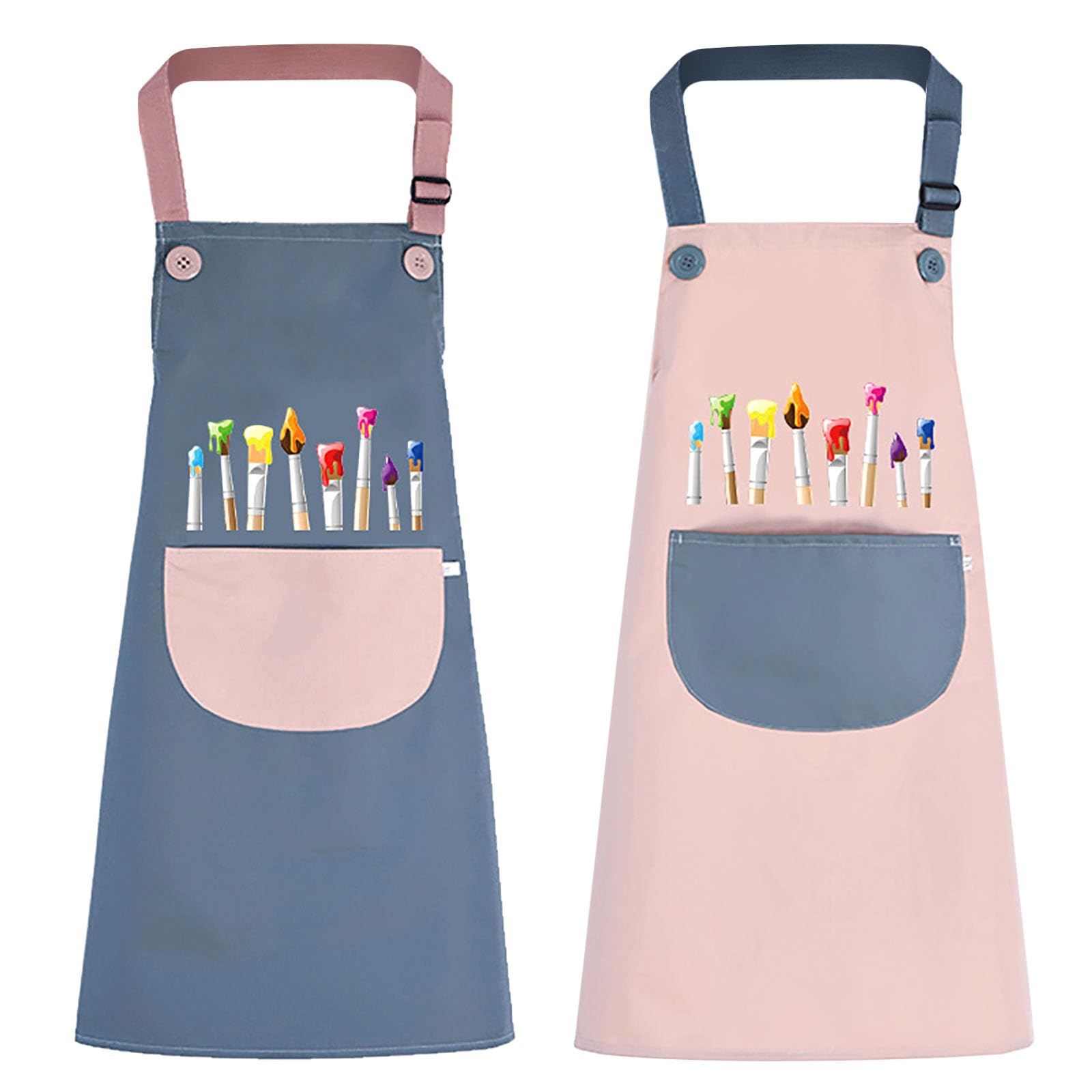 KIPTVO 2PCS Kids Aprons Waterproof Painting Apron Art, Toddler Kitchen Garden Bib for Cooking, Crafts, Clay, Laboratory Activity, Cooking Baking Painting Crafting Wear