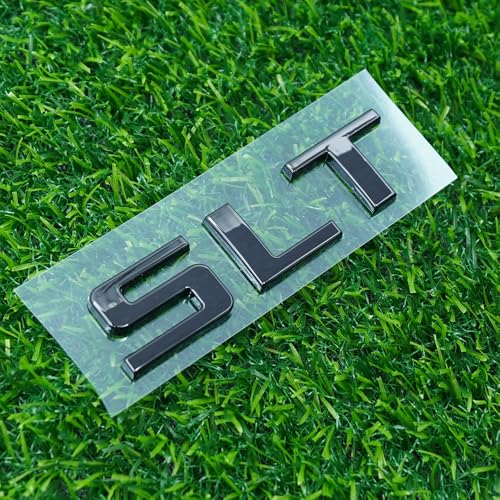 Image of Side Door Emblem 3D Letter Badge Nameplates Sticker Replacement for 1500 Truck SLT 2Pc (Gloss Black)