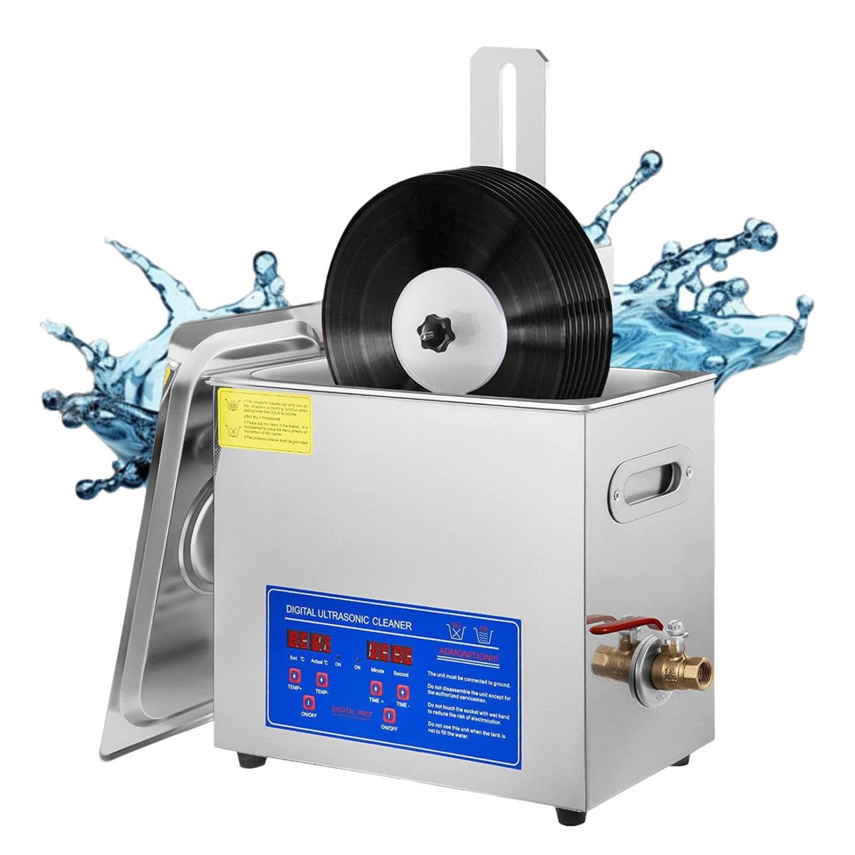 Pulitore di Disco in Vinile Ad Ultrasuoni, Pulitori per Disco in Vinile Ad Ultrasuoni, Pulizia di Dischi in Vinile Ad Ultrasuoni, con Supporto per Dischi, Nessun Danno alla Superficie