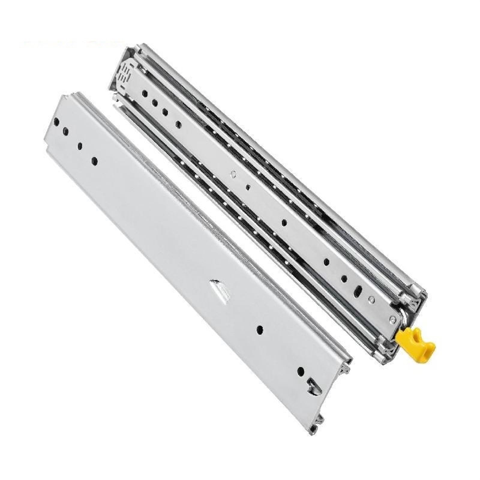 Hudfvioi Silver Drawer Runners Locking 18"-60" Slides Bearing 500Lbs Heavy Duty Drawer Slide 3-Fold Guide Rail Full Extension Ball Industrial 76Mm Width For Drawer(48 Inch)