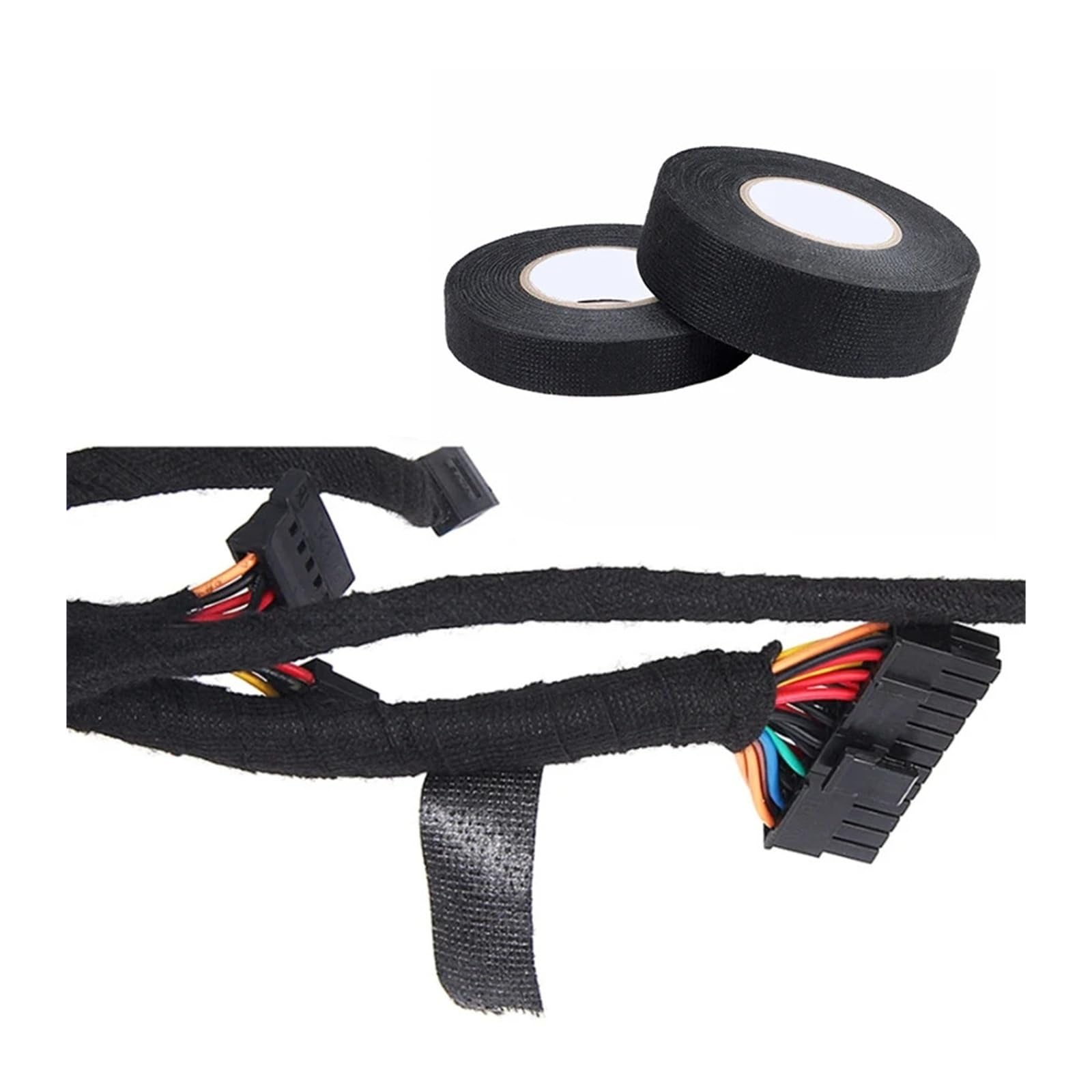 Hitzebeständiges Isolierband, 9 mm – 50 mm, Kabelbaumband, Isolierung, schwarzes Stoffgewebe, geräuschbeständige Klebebänder for die Automobilindustrie(5 Rolls,19mm)