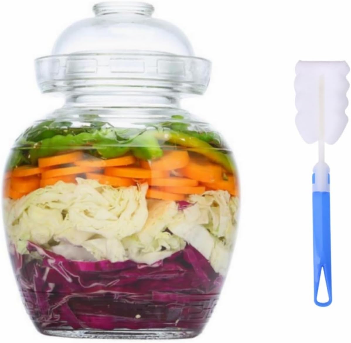 Glass Pickle Jar 2.5L Fermentation Jar Crock, Traditional Canning Jar Kimchi Containers with Water Seal Airlock Lid for Fermenting Pickles, Wine Brewing, Sauerkraut and Vegetables