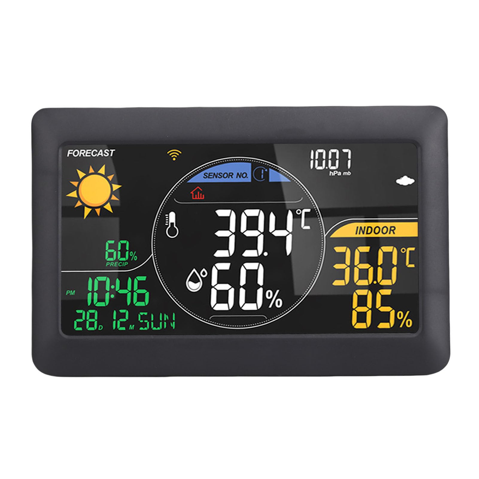 Digitales Hygrometer -Thermometer, Innen -Außenthermometer -Hygrometer mit Farbanzeige, Kabellosewetter -Vorhersagestation für Zuhause