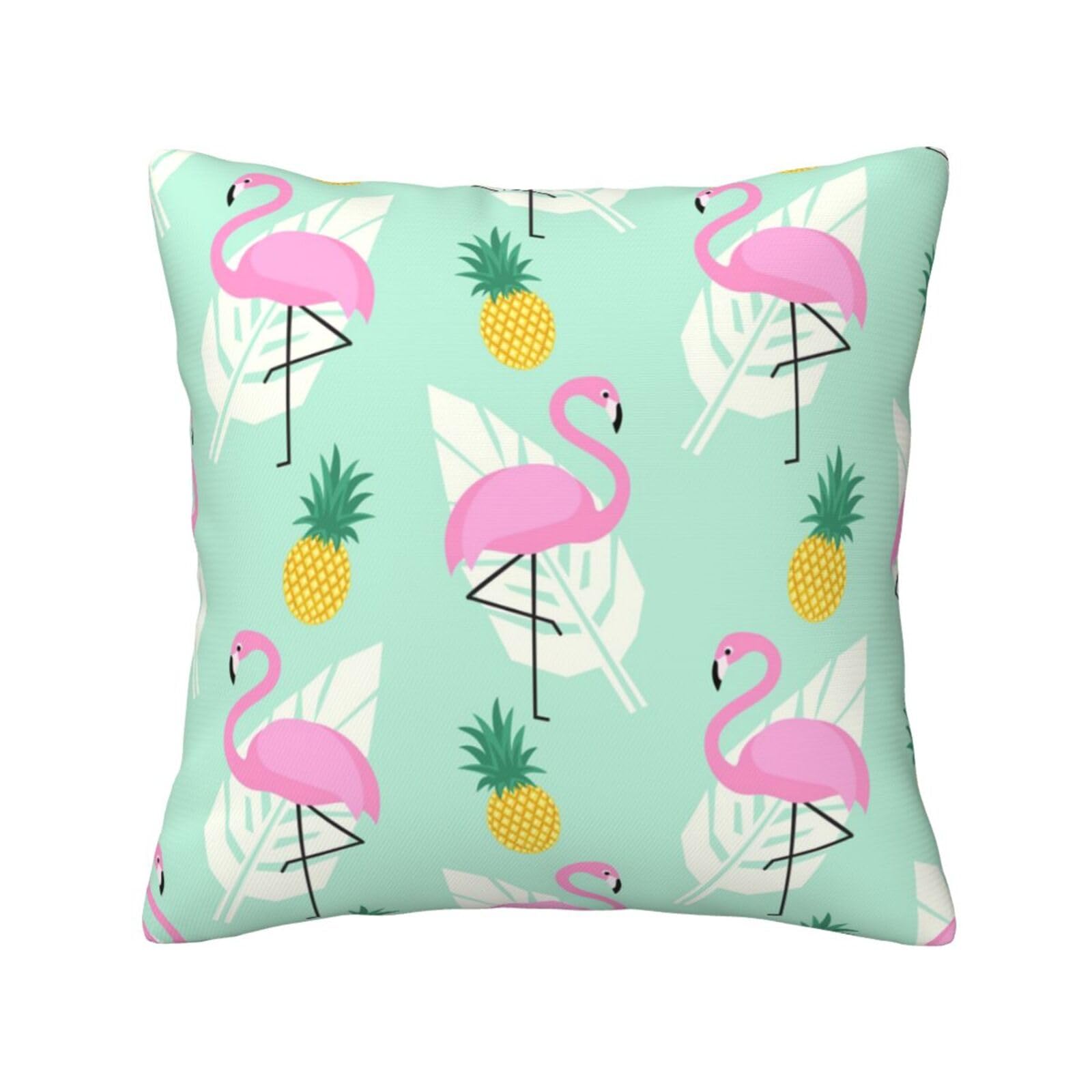 FFSHKOWE pink flamingo pineapples Decorative Throw Pillow Cover Double-Sided Printed Cushion Cover for Sofa Couch Bed Chair 30 x 30cm