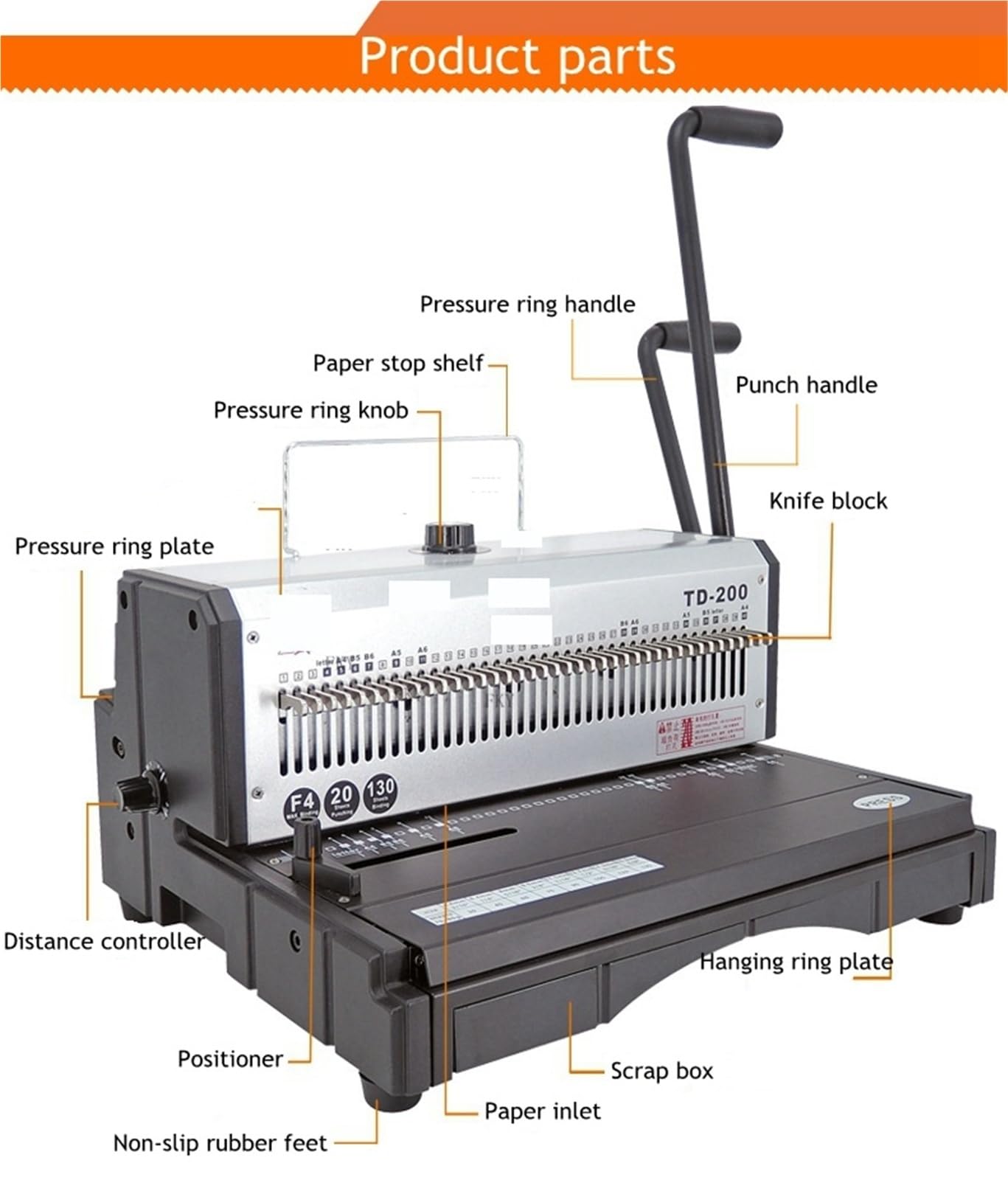 Macchina for rilegatura manuale con doppio anello in ferro, album fotografico, documenti contrattuali, calendario da tavolo, F4, 33 cm, 40 fori Uso in ufficio e a scuola