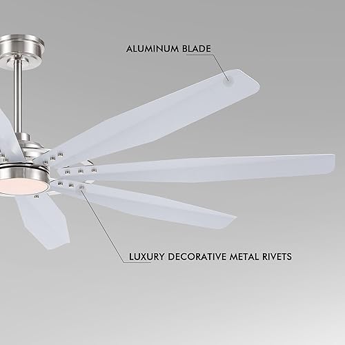 Miniatura 5 de ELEHINSER Ventilador de techo moderno de 72 pulgadas con luz y control remoto, 8 aspas de aluminio de 6 velocidades, potente motor de CC reversible