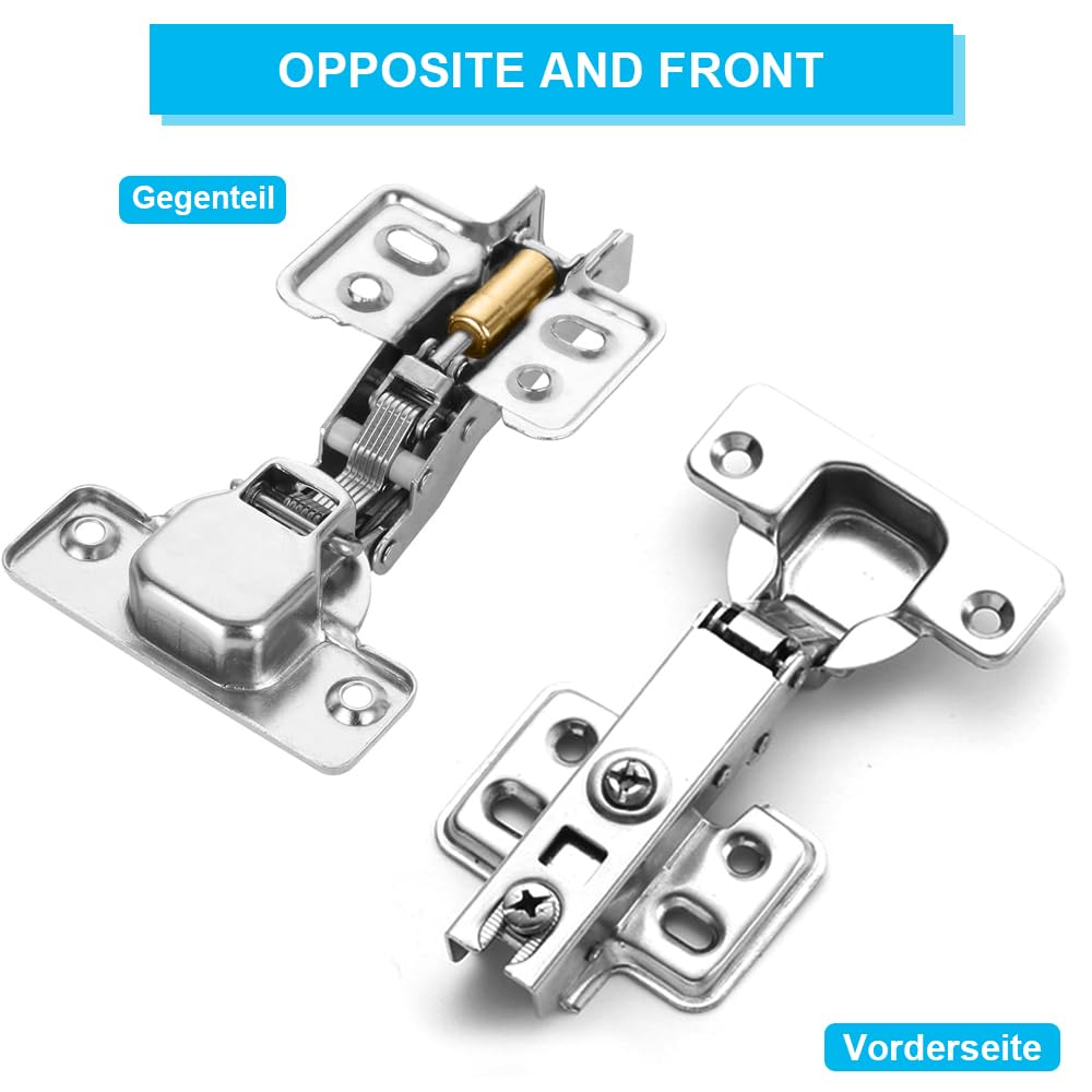 20 cerniere a chiusura ammortizzata per armadietti, cerniere per porte a laminazione a freddo con viti, cerniere standard complete per armadietti da cucina (20)