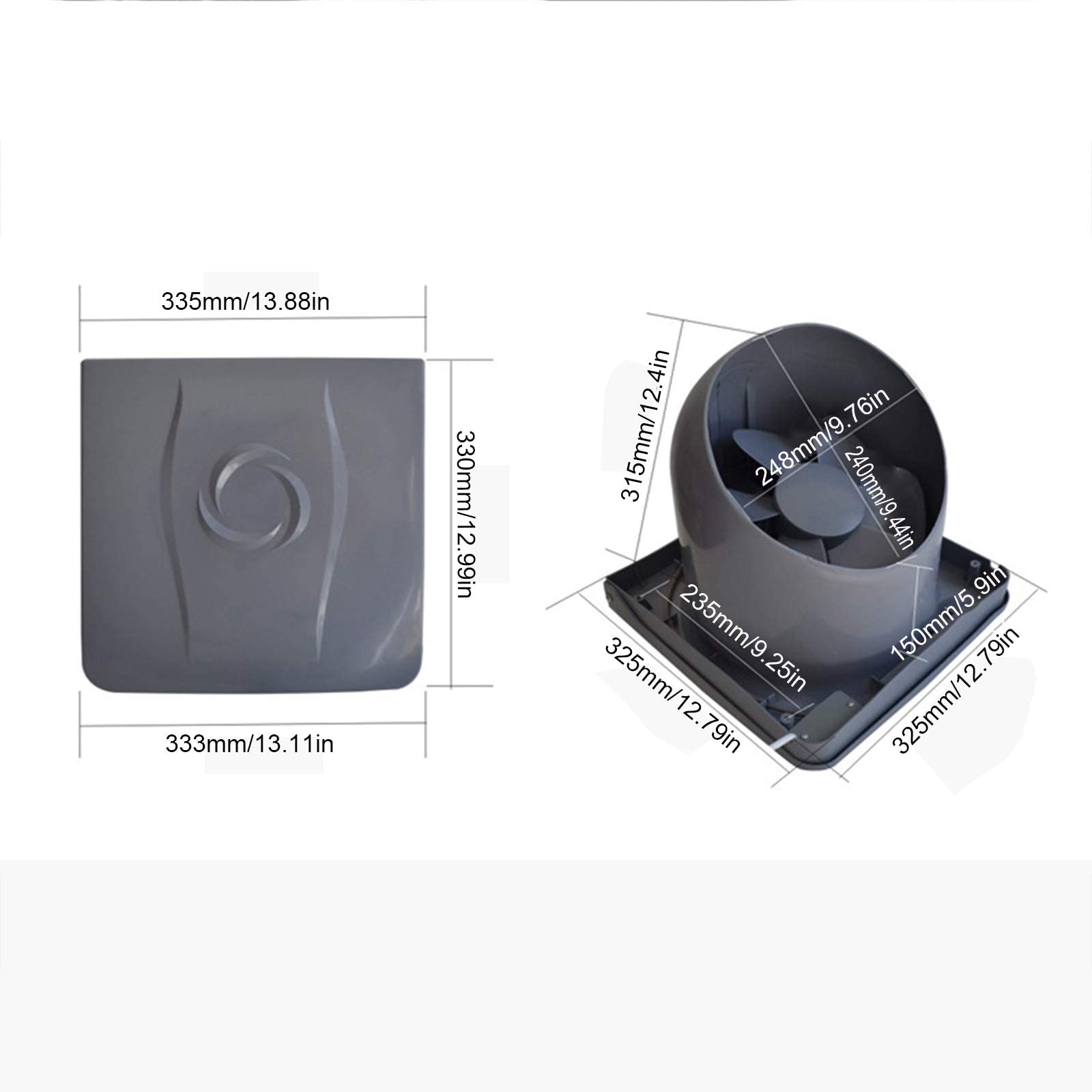 Aspiratore 287mm per Ufficio Bagno Soggiorno Basso consumo energetico 18W Funzionamento Silenzioso 58Db e Alta efficienza 400M3 / H