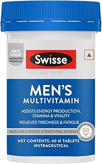 Swisse Men's Multivitamin - Manufactured In Australia, Imported Multivitamin From Australia's No.1 Supplement Brand - Boosts Energy, Stamina & Vitality With Ginseng & 35 Other Vital Herbs, Vitamins & Minerals (60 Tabs)