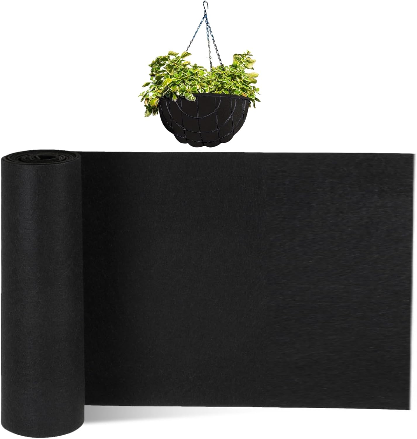 Hahafelt 2 Roll 16x120 Inch Felt Liner Roll Fabric Planter Natural Coconut Non Woven Black Liner Sheets Plant Potting for Garden Planters Flower Basket Animal Pets