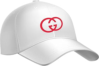 قبعة بيضاء للجنسين مع حماية من الشمس. قبعة رياضية باشكال مميزة ولوجو احمر (GC)