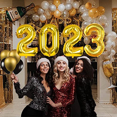 2023 New Years Eve Party Supplies Decorations Kit, Gold White And Black Beer Champagne Foil Balloons Sets, New Year's Background, Graduation Party Supplies Decor For Adult Kids School Classroom #TOP6