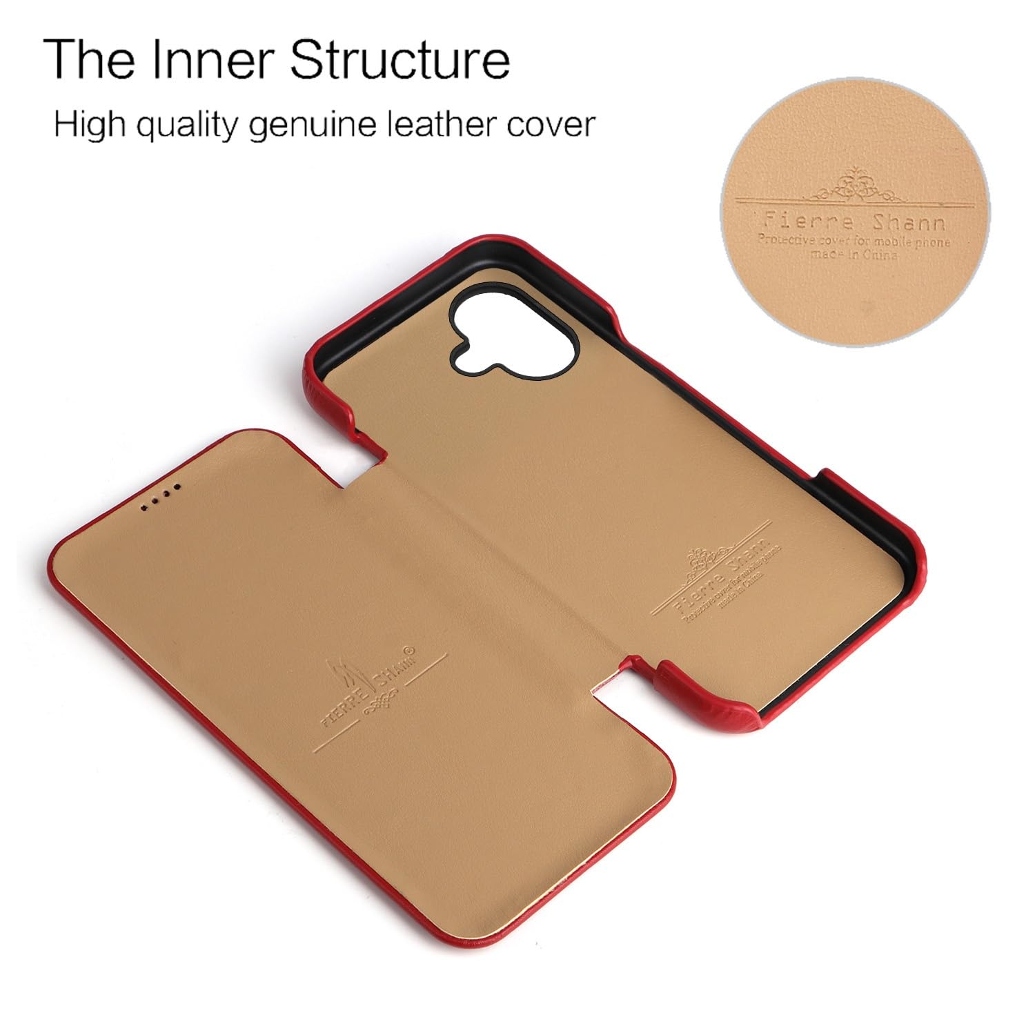 Funda con Tapa de Cuero para iPhone 17 con Cierre Magnético, Rojo