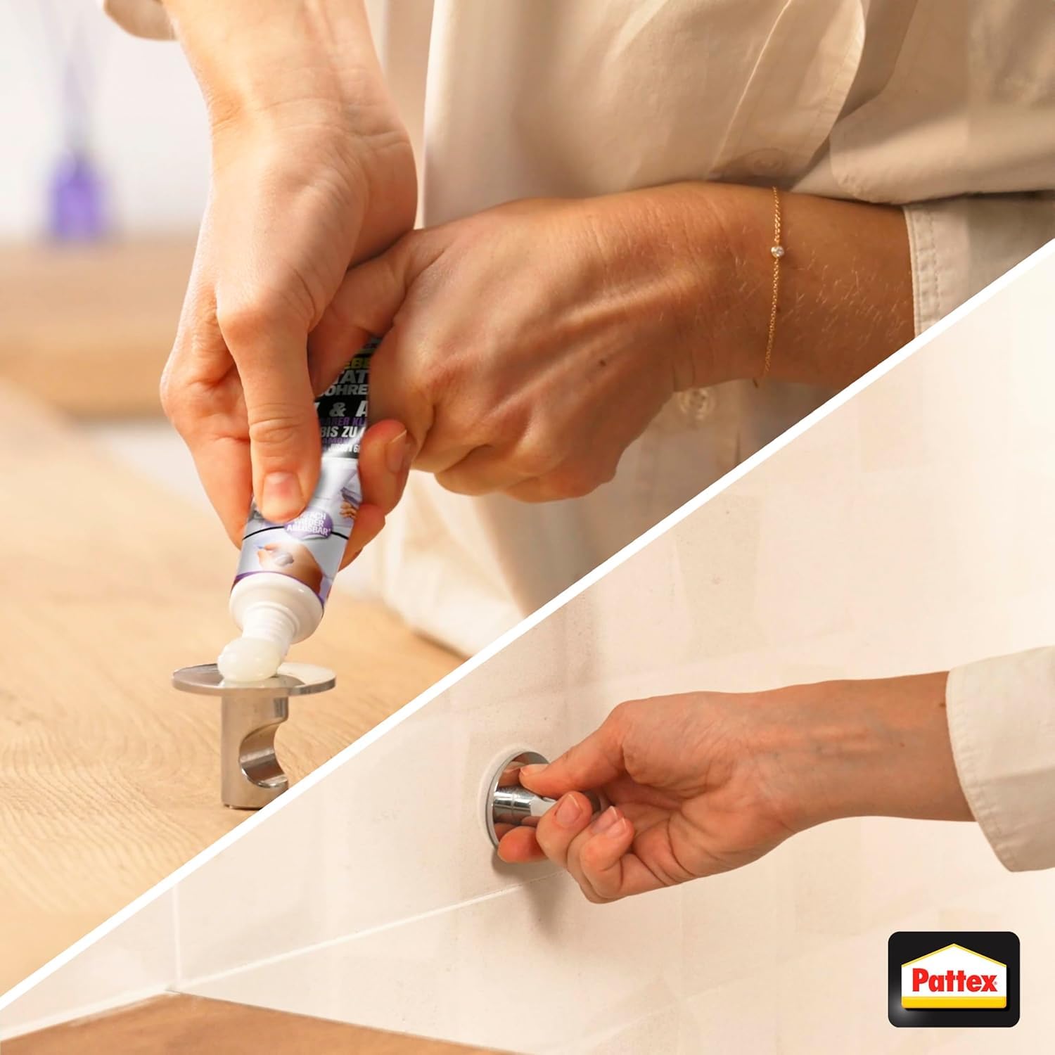 Pattex Montaggio Rimovibile Kleben statt Bohren Fix & Ab, Adesivo Forte per Mensole e Supporti a Parete, Tubo 44 g, PVC