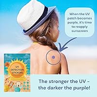 Vista 6 de Adhesivos UV para protector solar, 36 calcomanías de detección UV, recordatorio de protección solar apto para niños, parches de protección solar