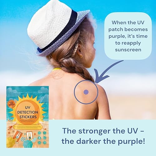Miniatura 6 de Adhesivos UV para protector solar, 36 calcomanías de detección UV, recordatorio de protección solar apto para niños, parches de protección solar,