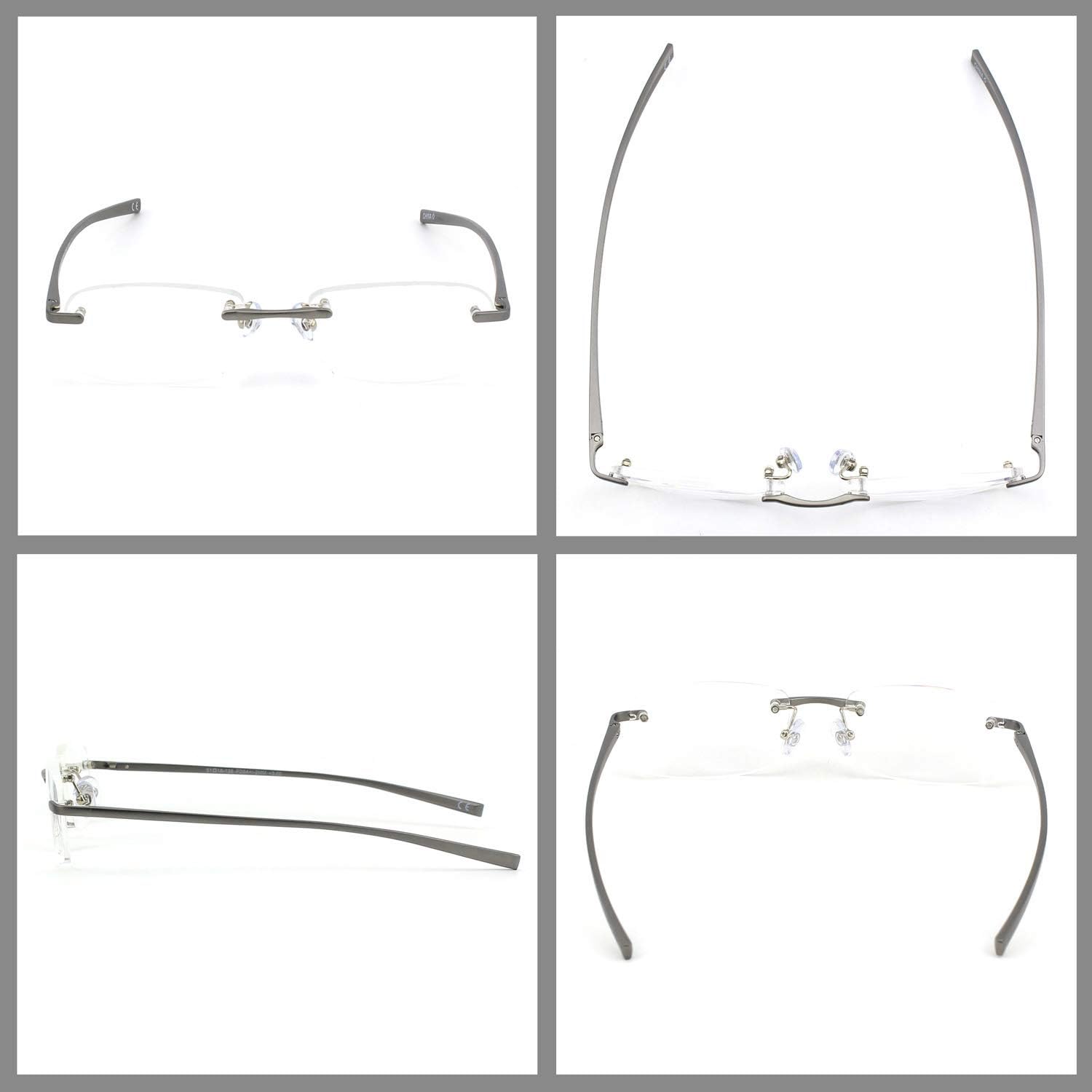Unisex Lightweight Rimless Frameless Rectangle Reading Glasses Mens Womens Spring Hinge Fashion Readers Reading Glasses +2.00
