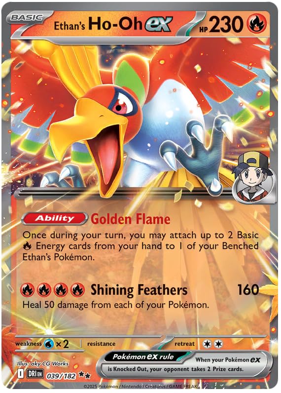 Ethan's Ho-Oh ex 039/182 Double Rare Pokemon Card | Destined Rivals | Pokemon TCG Scarlet & Violet Series | Titan Authenticated