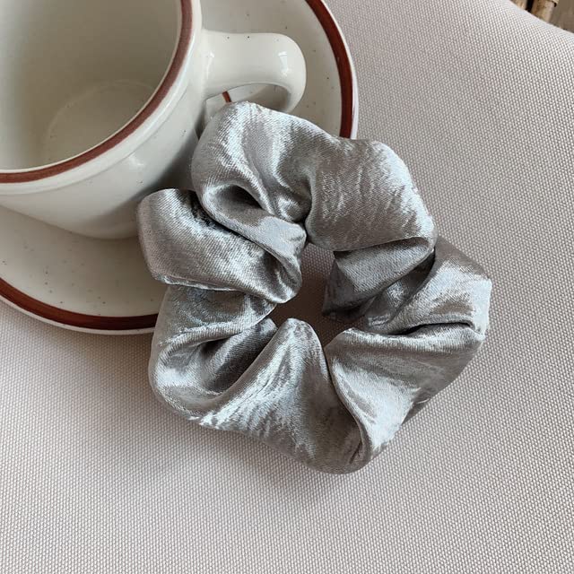 ACiyD Damen Seide Scrunchie Einfarbig Elastische Haarbänder Satin Scrunchies Mädchen Haargummis Pferdeschwanzhalter Stirnband Haarschmuck-12 (9)