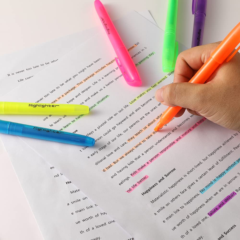 Textmarker, verschiedene Farben, Keilspitze, mehrfarbig, Textmarker-Set, schnelltrocknender Stift, Textmarker für Klassenzimmer, Schule, Zuhause, Büro, 270 Stück, 6 Farben, 270 Stück