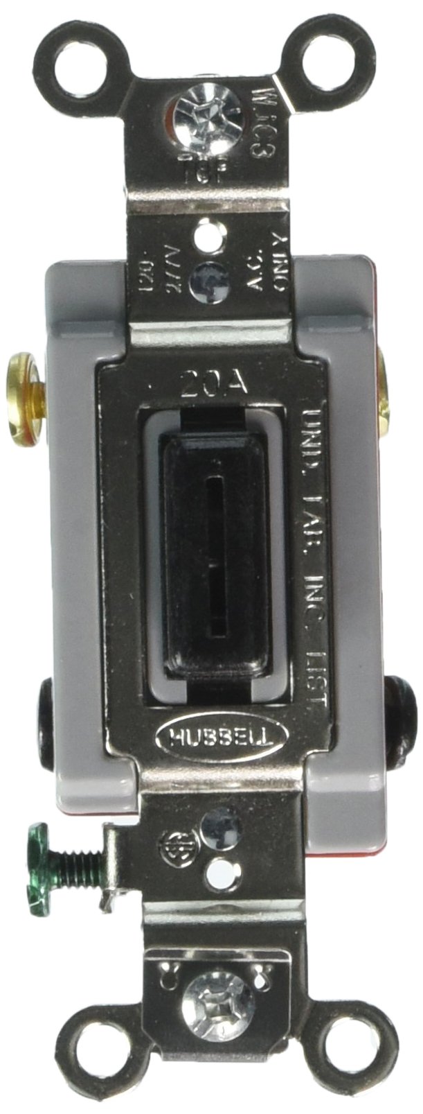 Hubbell HBL1224L 4 Way Toggle, Lock, Industrial Grade, 20 amp, 120/277V, Black