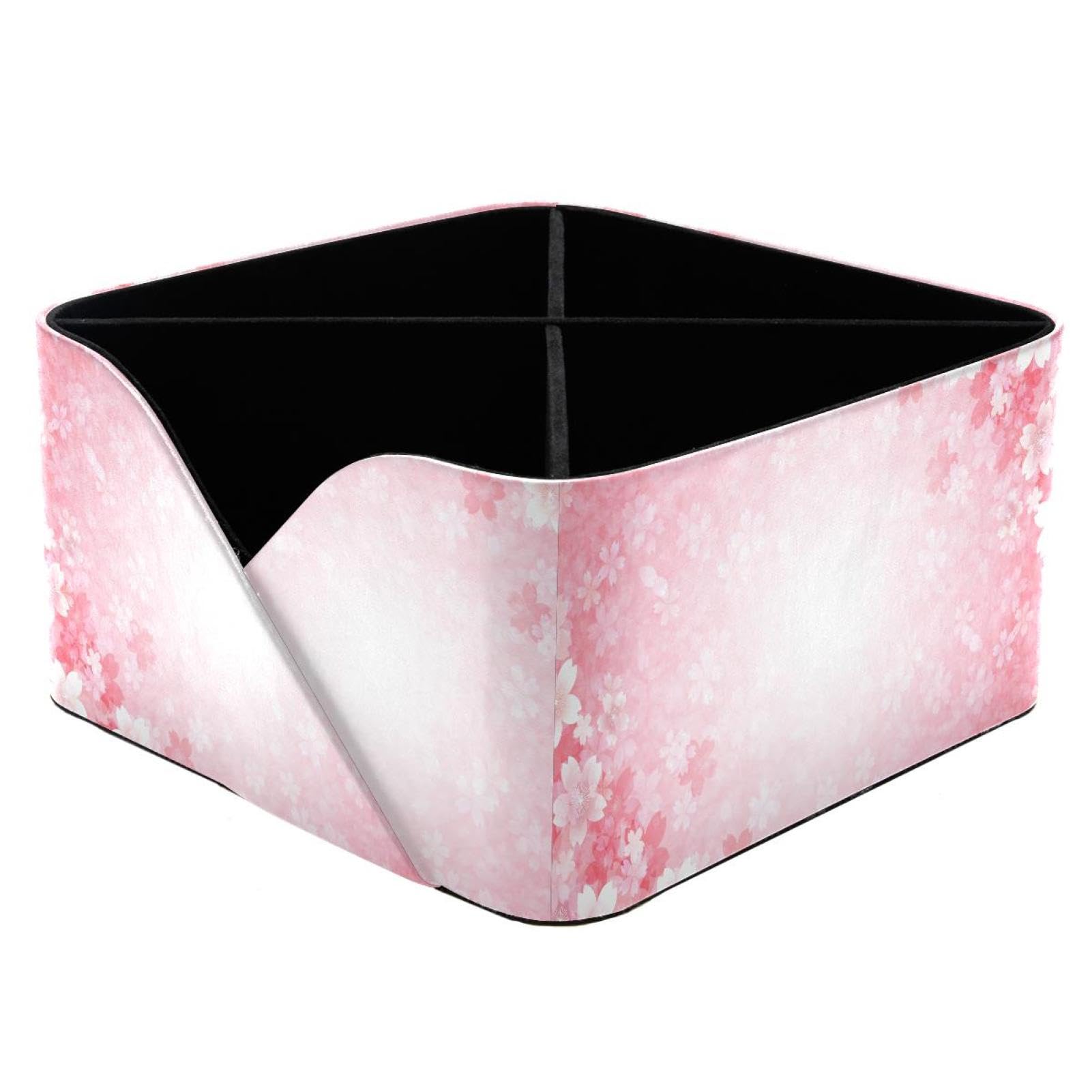 KengjuTesu Cherry Japanese Cherry Blossoms Pink Flowers Pattern Desktop Organizer Pen Holder, Rectangular Pencil Cup for Office, Study and Makeup Stations